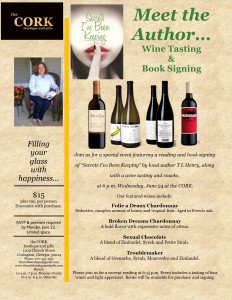 Book signing and Wine tasting June 24, 2015 at The Cork on the square in Covington, Ga